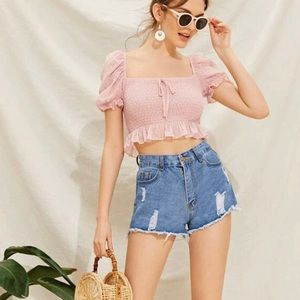 Ruffle pink Crop Top